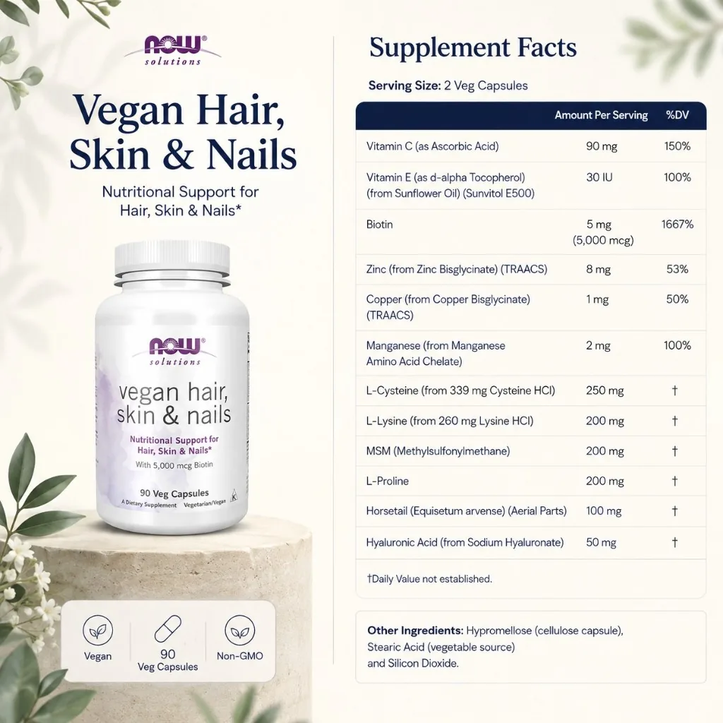 NOW Foods Vegan Hair, Skin & Nails