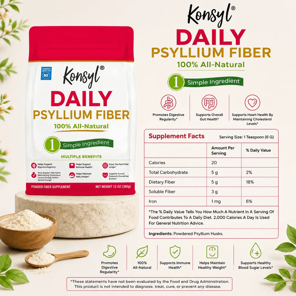 Konsyl – Daily Psyllium Fiber 100% All-Natural