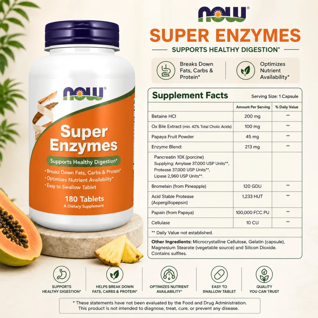 NOW Foods – Super Enzymes supports healthy digestion